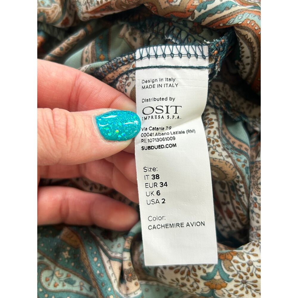 Subdued Made in Italy Paisley Halter Mini Dress - Y2K Style Size 2 - Picture 5 of 6